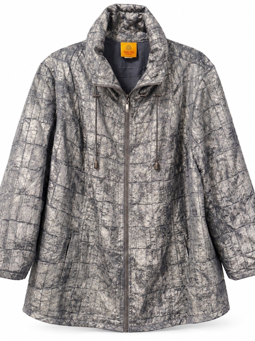 Ruby Rd. Metallic Silver Quilted Puffer Jacket